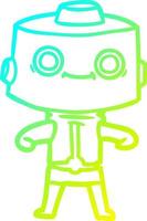 cold gradient line drawing cartoon robot vector