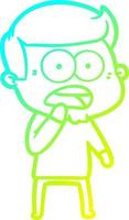 cold gradient line drawing cartoon shocked man vector