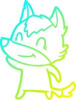 cold gradient line drawing friendly cartoon wolf vector