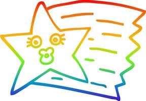 rainbow gradient line drawing cartoon shooting star vector