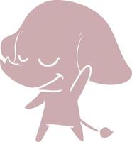 flat color style cartoon smiling elephant vector