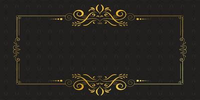 Decorative frame rectangular background with Ornamental golden design, Royal black golden copy space vector