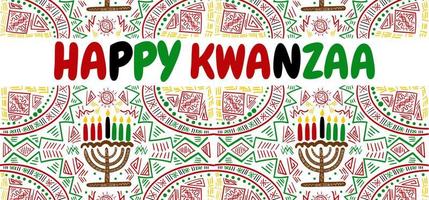 Happy Kwanzaa banner, social media post African American traditional celebration, vector