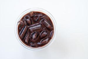 coco,iced chocolate in the cup isolated on white background , concept food, drink and health, copy space photo