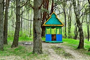 gazebo in spring forest photo