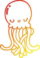 warm gradient line drawing cute cartoon jellyfish vector