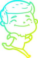cold gradient line drawing happy cartoon man vector