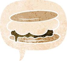 smore cartoon and speech bubble in retro textured style vector