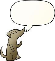 cartoon dog and speech bubble in smooth gradient style vector