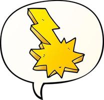 cartoon lightning strike and speech bubble in smooth gradient style vector