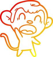 warm gradient line drawing shouting cartoon monkey vector