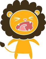 flat color style cartoon angry lion vector