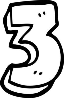 line drawing cartoon number three