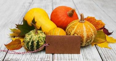 Pumpkins and leaves photo