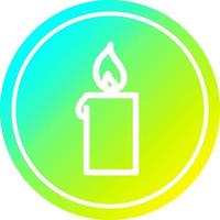 burning candle circular in cold gradient spectrum vector