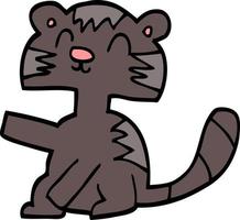 funny cartoon doodle cat vector