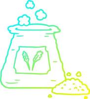 cold gradient line drawing cartoon bag of flour vector