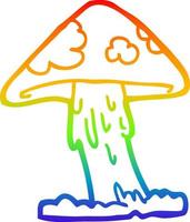 rainbow gradient line drawing cartoon mushroom vector