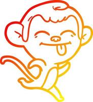 warm gradient line drawing funny cartoon monkey vector