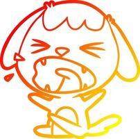 warm gradient line drawing cute cartoon dog barking vector