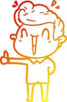warm gradient line drawing cartoon excited man vector