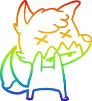 rainbow gradient line drawing cartoon dead fox vector