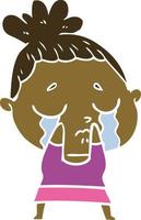 flat color style cartoon crying woman vector