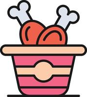 Chicken Bucket Line Filled vector