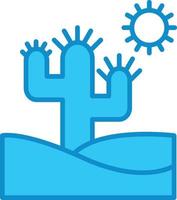 Cactus Line Filled Blue vector