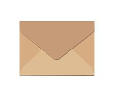 Craft paper vector close envelope, isolated on white background. Realistic brown envelope mockup with place for your text