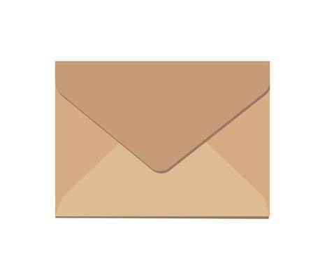 Craft paper vector close envelope, isolated on white background. Realistic brown envelope mockup with place for your text