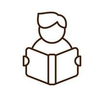 hombre leyendo el icono del libro de línea delgada para web y móvil, diseño plano moderno. estilo de esquema simple. ilustración vectorial aislado sobre fondo blanco vector