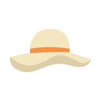 Awesome straw hat in modern style on white background. Head clothing. vector