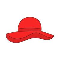 Awesome Red hat in modern style on white background. Head clothing. vector