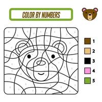 Educational coloring book by numbers for preschool children. Cute cartoon bear. Educational coloring book with animals. A training card with a task for preschool and kindergarten children vector