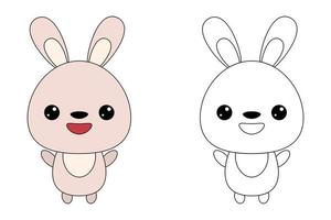 Cute bunny toy.Contour drawing of a cartoon animal. Coloring book for kids vector