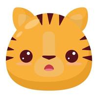 The head of a cartoon animal. Tiger's head.   Cute cartoon tiger. vector