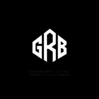 GRB letter logo design with polygon shape. GRB polygon and cube shape logo design. GRB hexagon vector logo template white and black colors. GRB monogram, business and real estate logo.