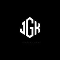 JGK letter logo design with polygon shape. JGK polygon and cube shape logo design. JGK hexagon vector logo template white and black colors. JGK monogram, business and real estate logo.