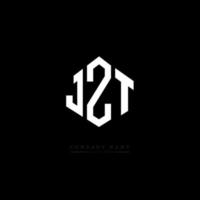 JZT letter logo design with polygon shape. JZT polygon and cube shape logo design. JZT hexagon vector logo template white and black colors. JZT monogram, business and real estate logo.