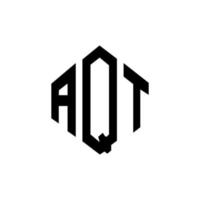 AQT letter logo design with polygon shape. AQT polygon and cube shape logo design. AQT hexagon vector logo template white and black colors. AQT monogram, business and real estate logo.