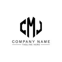 CMJ letter logo design with polygon shape. CMJ polygon and cube shape logo design. CMJ hexagon vector logo template white and black colors. CMJ monogram, business and real estate logo.