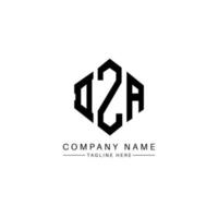 DZA letter logo design with polygon shape. DZA polygon and cube shape logo design. DZA hexagon vector logo template white and black colors. DZA monogram, business and real estate logo.
