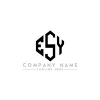 ESY letter logo design with polygon shape. ESY polygon and cube shape logo design. ESY hexagon vector logo template white and black colors. ESY monogram, business and real estate logo.