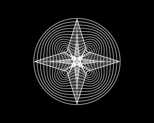 Four Point Star, Elegant Vector Logo Design, Beauty Decorative Logo Template, Sacred Geometry in white color, circle geometric pattern isolated on black background