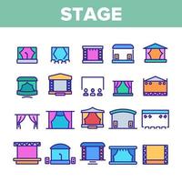 conjunto de iconos de color de construcción de escenario vector