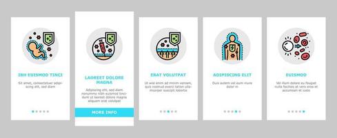 Immune System Disease And Treat Onboarding Icons Set Vector