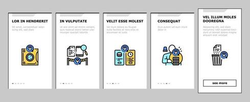 Data Recovery Computer Processing Onboarding Icons Set Vector