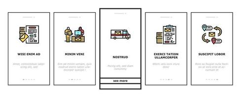 Post Office Delivery Service Onboarding Icons Set Vector