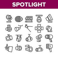 Spotlight Lamp Tool Collection Icons Set Vector